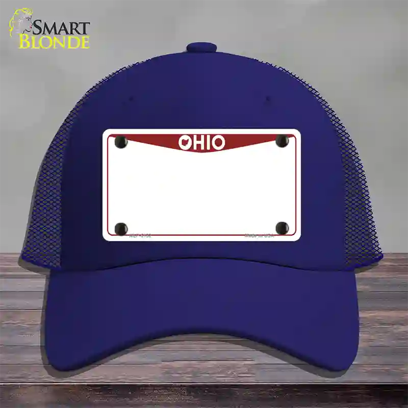 Ohio Maroon Blank Novelty License Plate Hat Mesh / Royal Blue