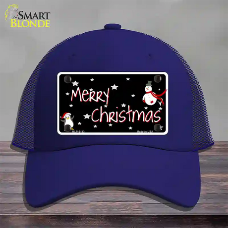 Merry Christmas Novelty License Plate Hat Mesh / Royal Blue