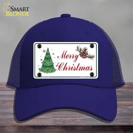 Merry Christmas Tree Novelty License Plate Hat Mesh / Royal Blue