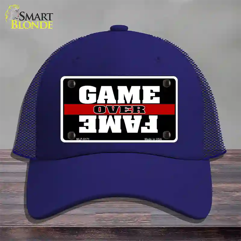 Game Over Fame Novelty License Plate Hat Mesh / Royal Blue