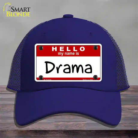 My Name Is Drama Novelty License Plate Hat Mesh / Royal Blue