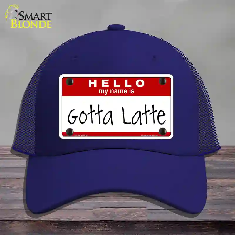 Gotta Latte Novelty License Plate Hat Mesh / Royal Blue