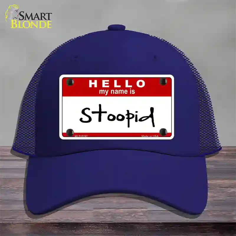 Stoopid Novelty License Plate Hat Mesh / Royal Blue