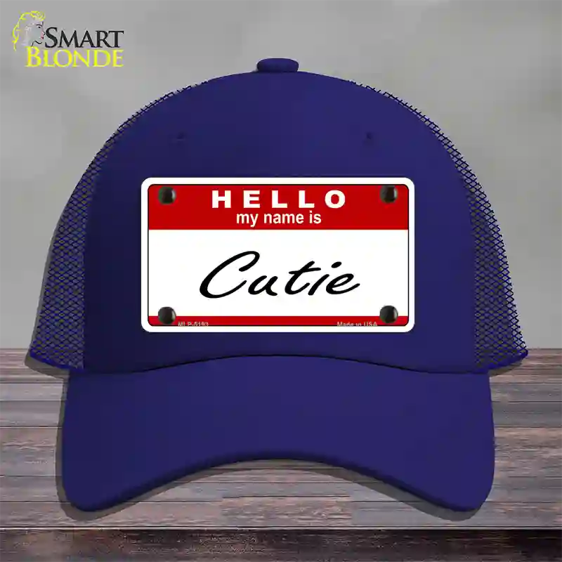 Cutie Novelty License Plate Hat Mesh / Royal Blue