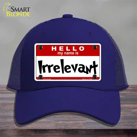 Irrelevant Novelty License Plate Hat Mesh / Royal Blue