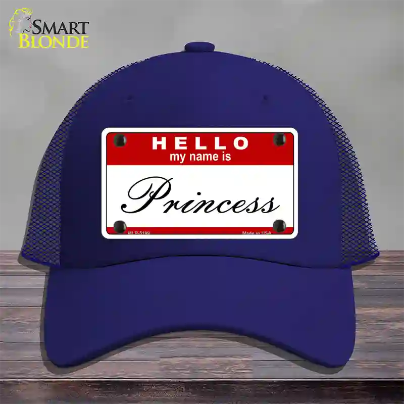 My Name Is Princess Novelty License Plate Hat Mesh / Royal Blue