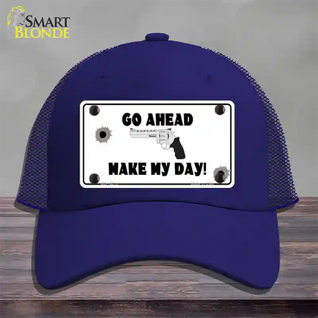 Go Ahead Make My Day Novelty License Plate Hat Mesh / Royal Blue