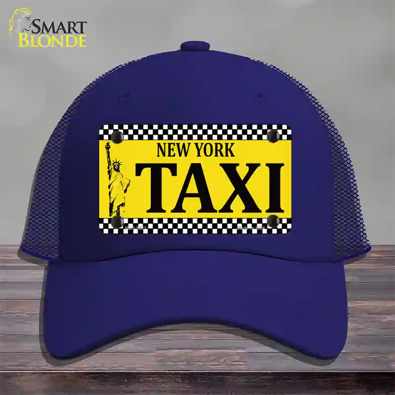 New York Taxi Novelty License Plate Hat Mesh / Royal Blue