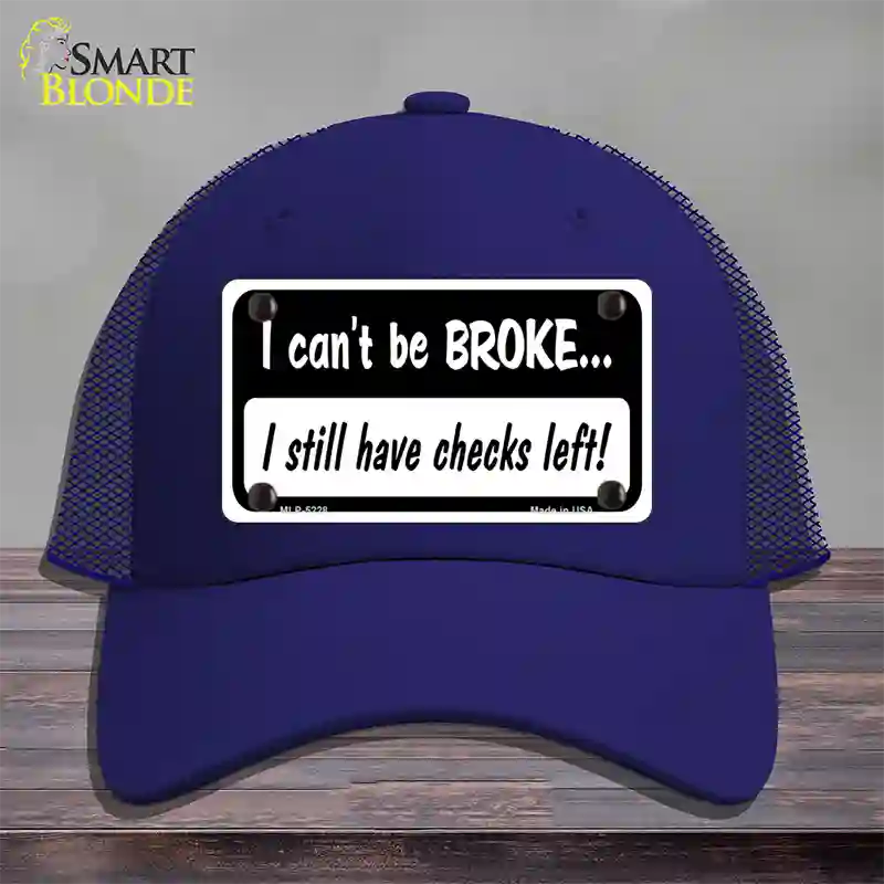 I Still Have Checks Left Novelty License Plate Hat Mesh / Royal Blue