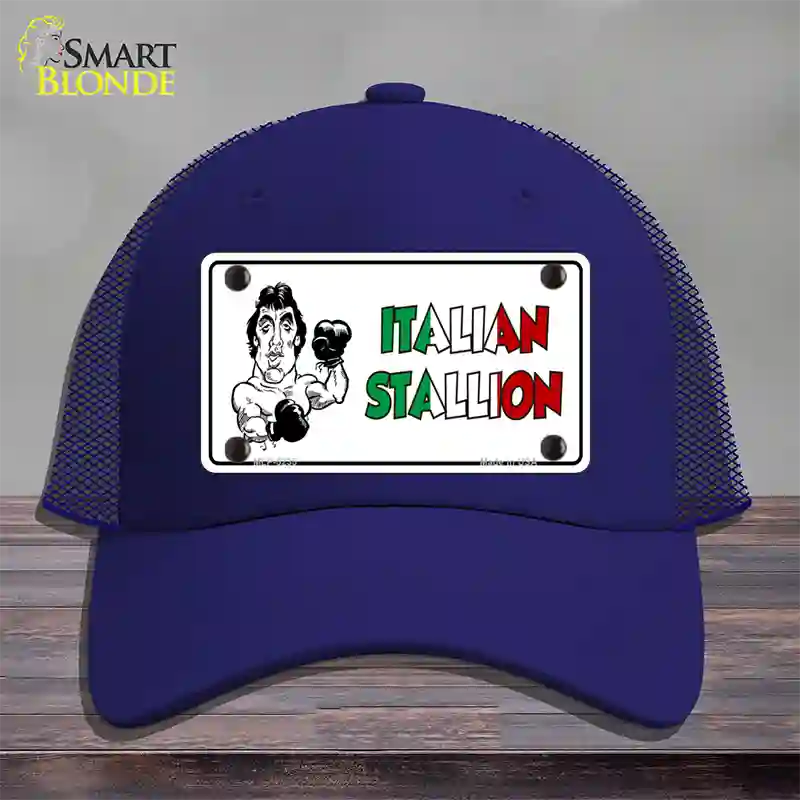 Italian Stallion Novelty License Plate Hat Mesh / Royal Blue