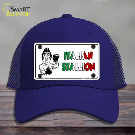 Italian Stallion Novelty License Plate Hat Mesh / Royal Blue