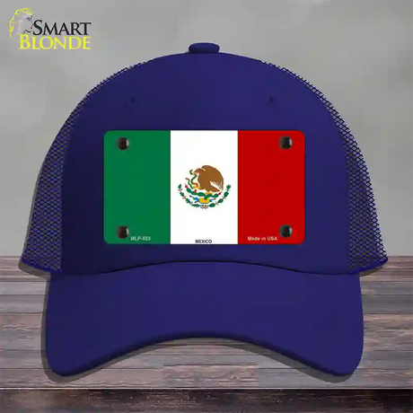 Mexico Country Flag Novelty License Plate Hat Mesh / Royal Blue