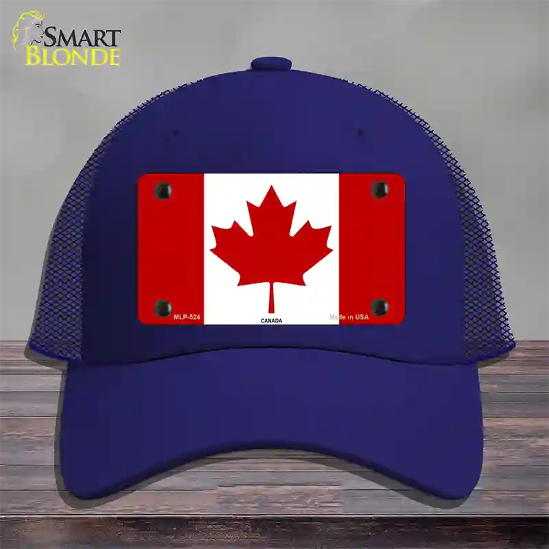 Canadian Flag Novelty License Plate Hat Mesh / Royal Blue