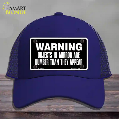 Objects In Mirror Novelty License Plate Hat Mesh / Royal Blue