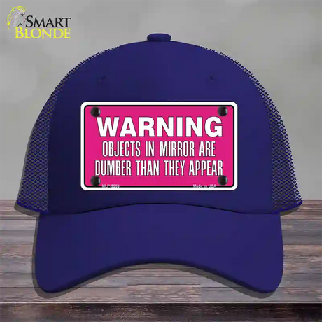 Objects In Mirror Pink Novelty License Plate Hat Mesh / Royal Blue