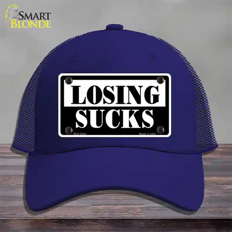 Losing Sucks Novelty License Plate Hat Mesh / Royal Blue