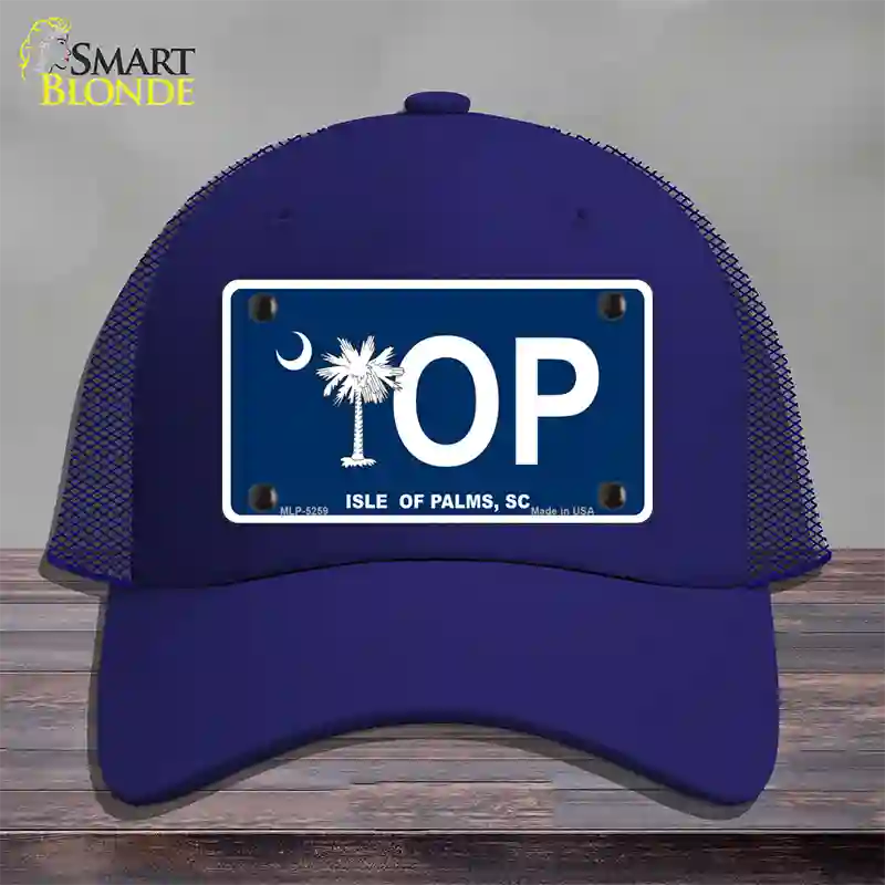 IOP Isle of Palms Blue Novelty License Plate Hat Mesh / Royal Blue