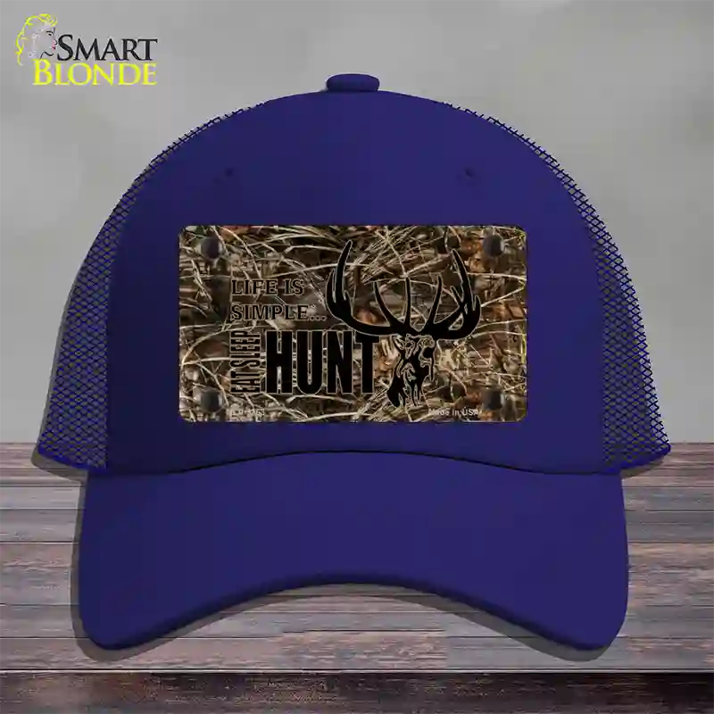 Eat Sleep Hunt Novelty License Plate Hat Mesh / Royal Blue