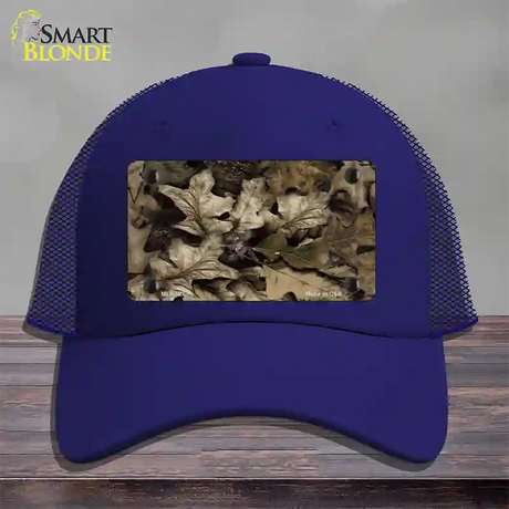 Fallen Leaves Camouflage Novelty License Plate Hat Mesh / Royal Blue