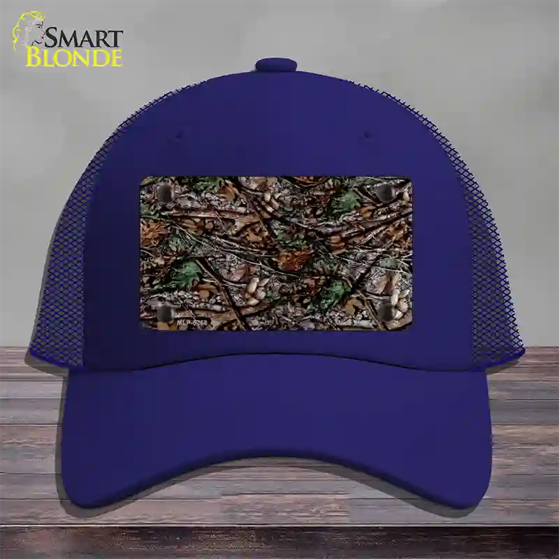 Branches Camouflage Novelty License Plate Hat Mesh / Royal Blue