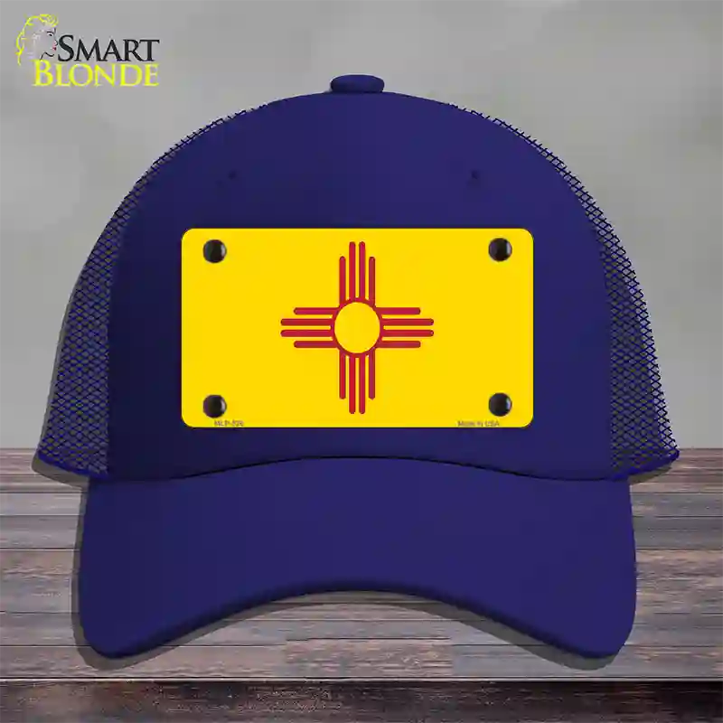 New Mexico State Flag Novelty License Plate Hat Mesh / Royal Blue