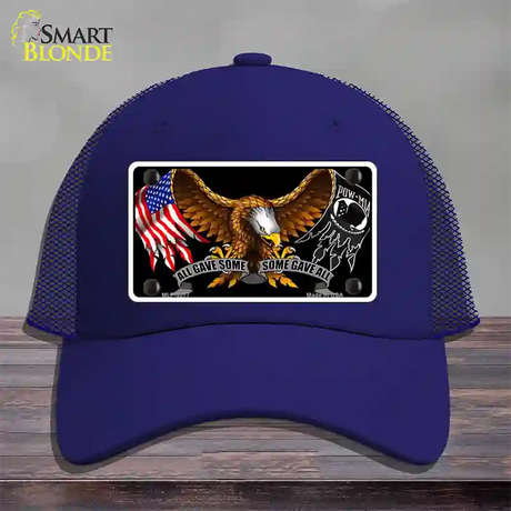 POW MIA All Gave Some Some Gave All Novelty License Plate Hat Mesh / Royal Blue