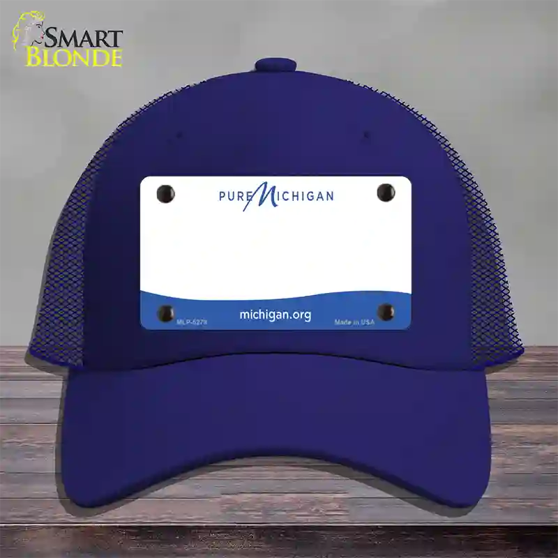 Pure Michigan Blank Novelty License Plate Hat Mesh / Royal Blue