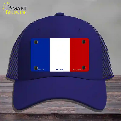 France Flag Novelty License Plate Hat Mesh / Royal Blue