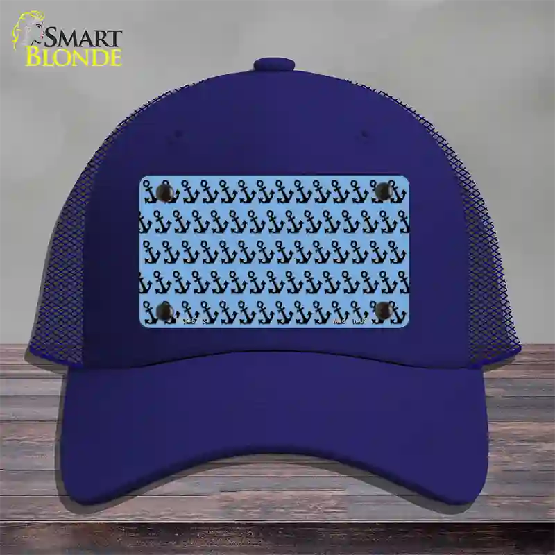 Light Blue Black Anchor Novelty License Plate Hat Mesh / Royal Blue