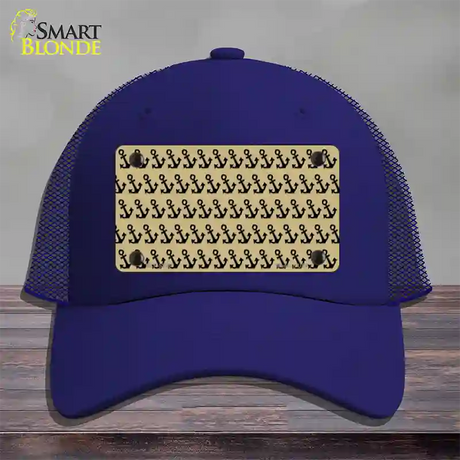 Gold Black Anchor Novelty License Plate Hat Mesh / Royal Blue