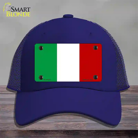 Italy Flag Novelty License Plate Hat Mesh / Royal Blue