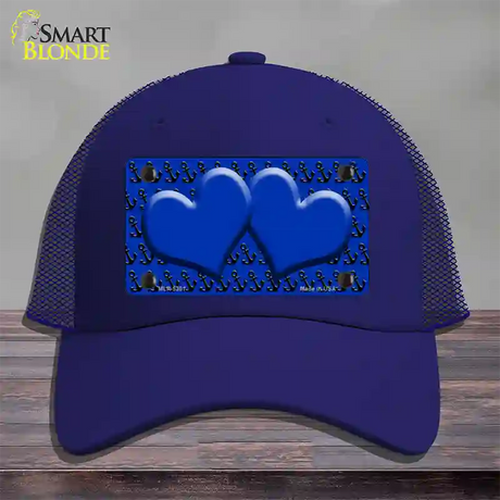 Blue Black Anchor Blue Heart CenterNovelty License Plate Hat Mesh / Royal Blue