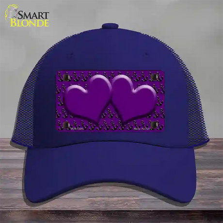 Purple Black Anchor Purple Heart Center Novelty License Plate Hat Mesh / Royal Blue