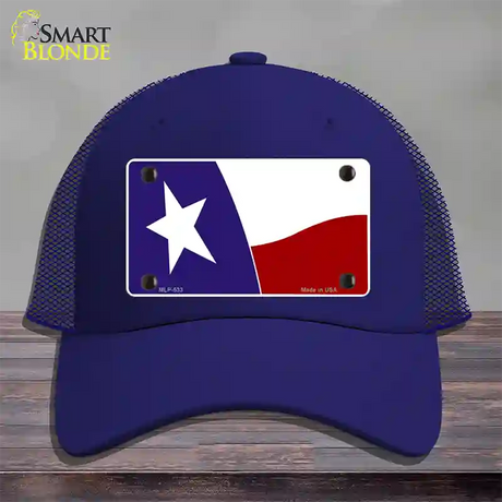 Texas State Flag Waving Novelty License Plate Hat Mesh / Royal Blue