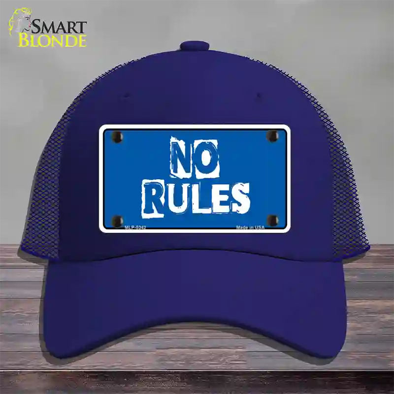 No Rules Novelty License Plate Hat Mesh / Royal Blue