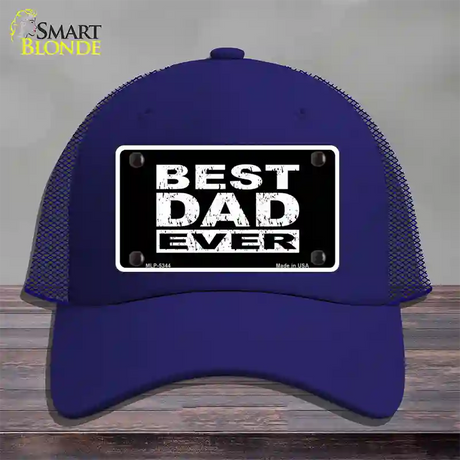 Best Dad Ever Novelty License Plate Hat Mesh / Royal Blue