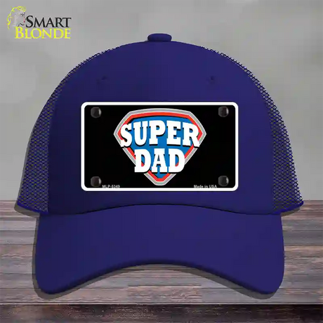 Super Dad Novelty License Plate Hat Mesh / Royal Blue