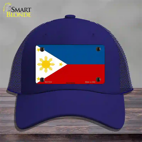 Philippines Flag Novelty License Plate Hat Mesh / Royal Blue