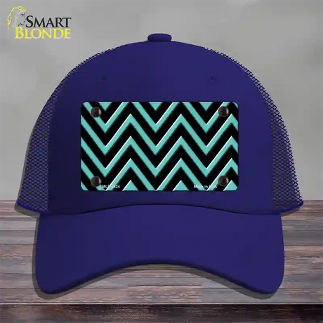 Tiffany Blue Chevron Novelty License Plate Hat Mesh / Royal Blue