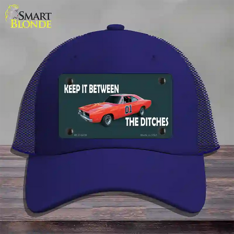 Between The Ditches Novelty License Plate Hat Mesh / Royal Blue