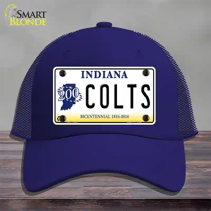 Colts Indiana Bicentennial Novelty License Plate Hat Mesh / Royal Blue