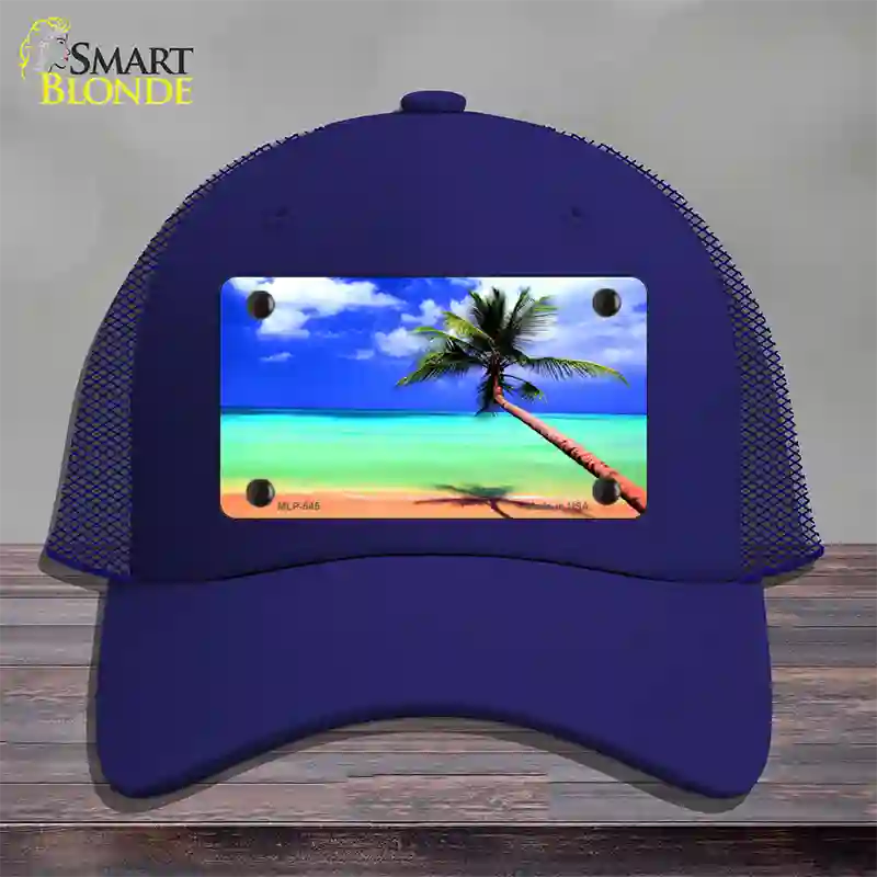 Ocean Sunrise Novelty License Plate Hat Mesh / Royal Blue