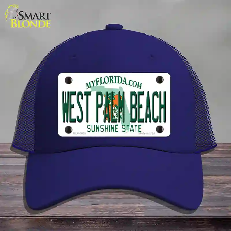 West Palm Beach Florida Novelty License Plate Hat Mesh / Royal Blue