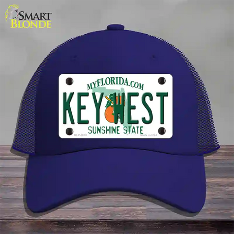 Key West Florida Novelty License Plate Hat Mesh / Royal Blue