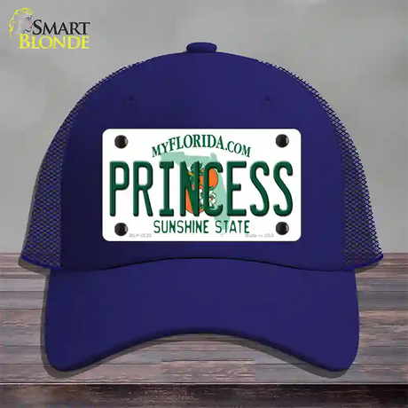 Princess Florida Novelty License Plate Hat Mesh / Royal Blue