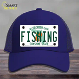 Fishing Florida Novelty License Plate Hat Mesh / Royal Blue