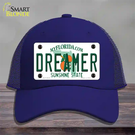 Dreamer Florida Novelty License Plate Hat Mesh / Royal Blue