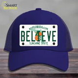 Believe Florida Novelty License Plate Hat Mesh / Royal Blue