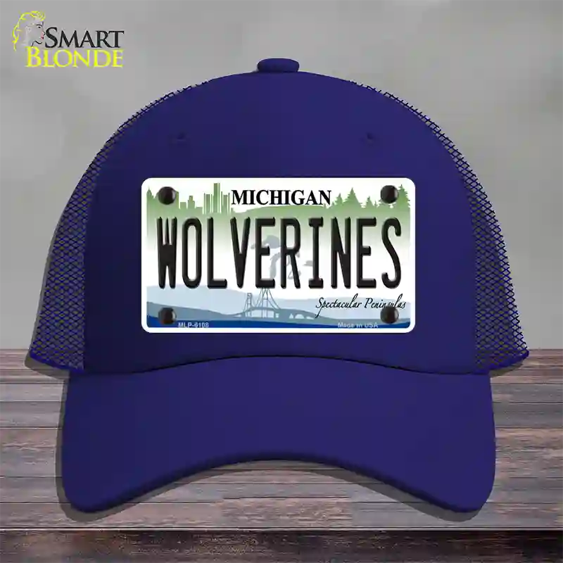 Michigan Wolverines Novelty License Plate Hat Mesh / Royal Blue