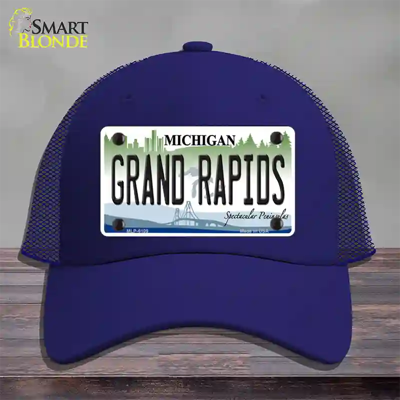 Grand Rapids Michigan Novelty License Plate Hat Mesh / Royal Blue